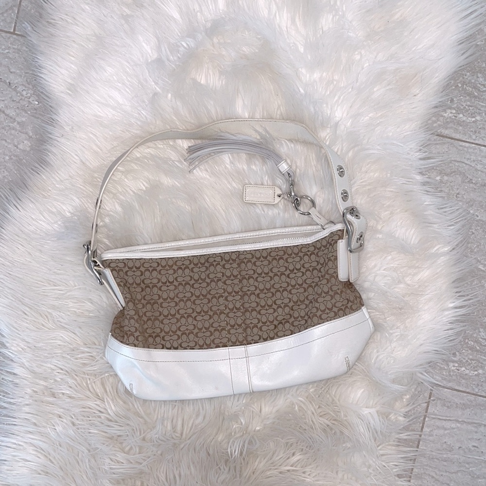 Coach White and Brown Shoulder Bag